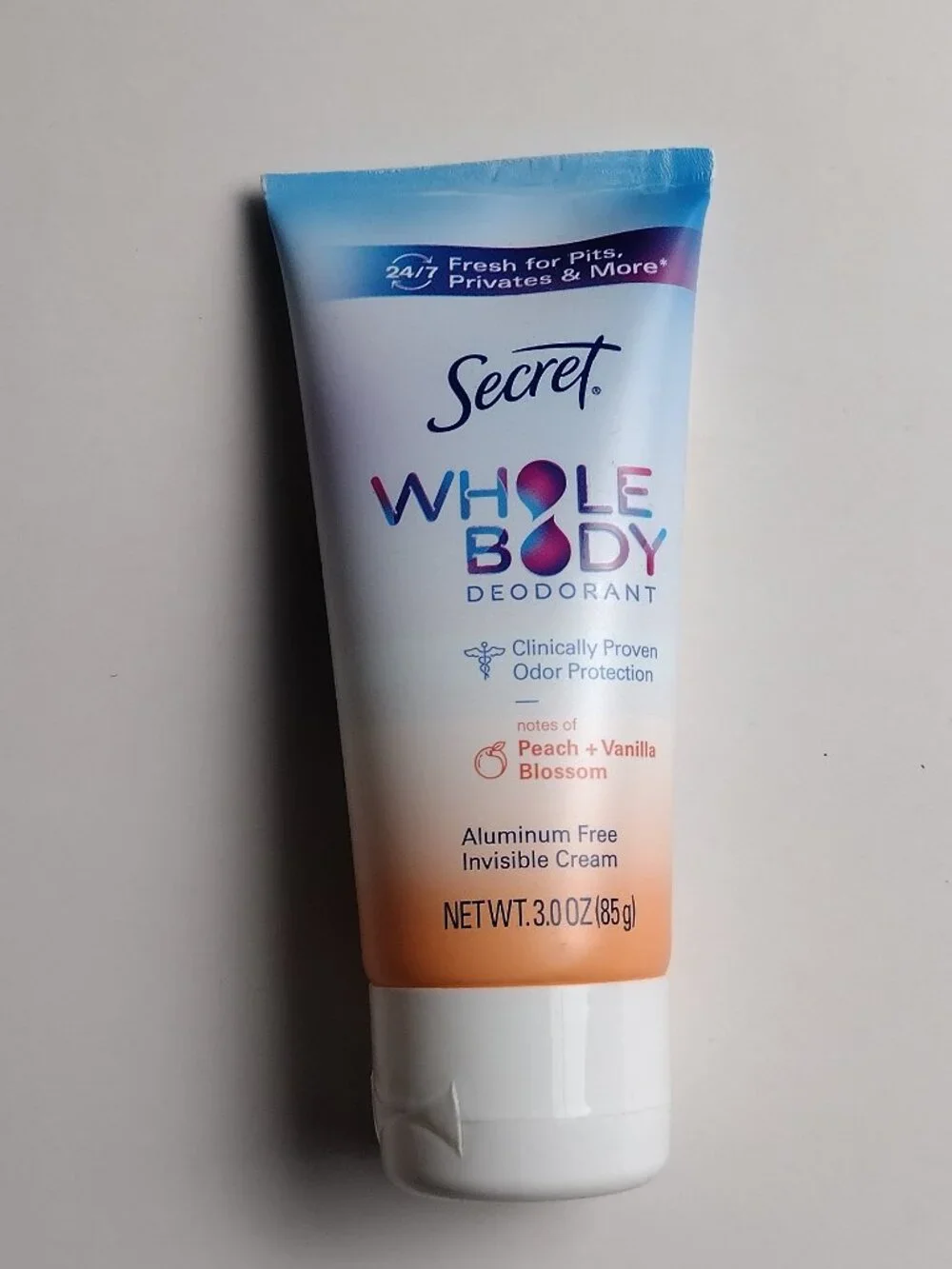 Secret Whole Body Deodorant 2 Pack Lot Peach & Vanilla Blossom Dry Solid + Cream
